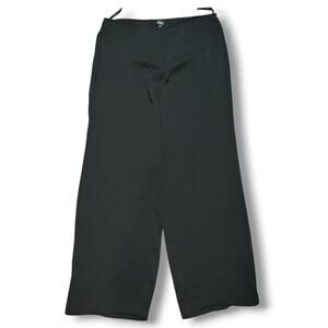 Eileen Fisher Women Wide Leg Crop Pant Size L Black Stretch Pull On Office Airy